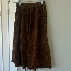AO 76 Leopard Print Brown Corduroy Skirt, Sz 12